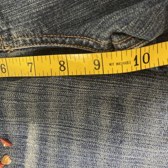 Mixit Women's Flare Jeans Blue Floral Embellished Stretch Mid Rise Size 8 - Picture 7 of 10